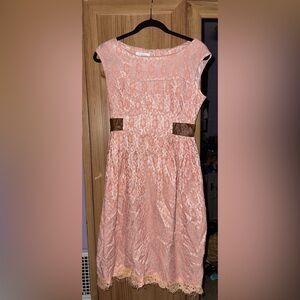 Vintage Elegant Pink Lace Dress